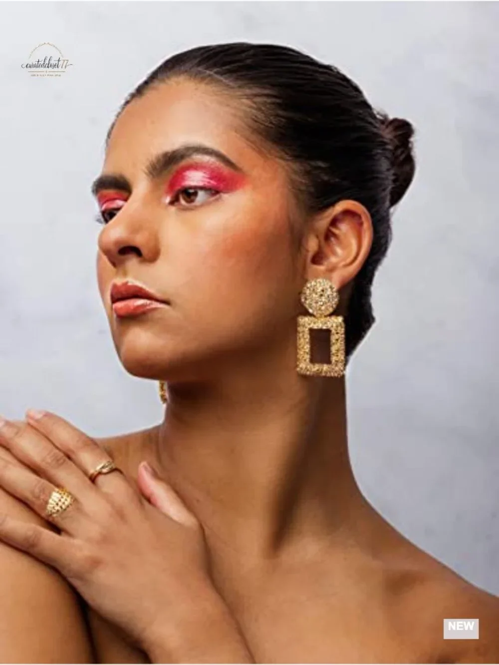 Gold Plated Geometric Statement Dangle Earrings, Boho Drop Earrings